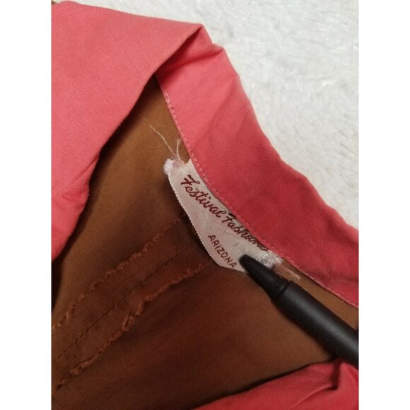 Festival Fashions Womens Collared Top Long Sleeves Side Zipper V-Neck Lace Brown - Picture 3 of 6